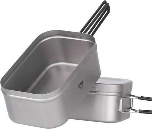Titanium Bento Lunch Box Set Mess Kit with Lid Handle Bag 1200ML 800ML Cooking Food Box Bento Box for Outdoor Camping Hiking Picnic Daily Use in Kuwait