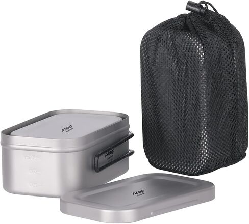 Titanium Bento Lunch Box Set Mess Kit with Lid Handle Bag 1200ML 800ML Cooking Food Box Bento Box for Outdoor Camping Hiking Picnic Daily Use in Kuwait
