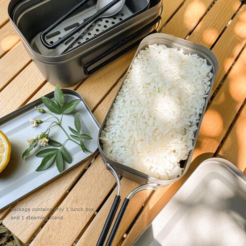 Titanium Bento Lunch Box Set Mess Kit with Lid Handle Bag 1200ML 800ML Cooking Food Box Bento Box for Outdoor Camping Hiking Picnic Daily Use in Kuwait