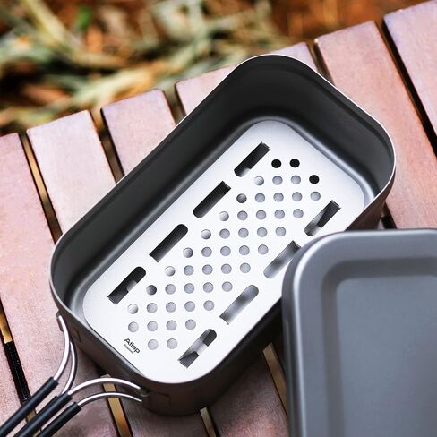 Titanium Bento Lunch Box Set Mess Kit with Lid Handle Bag 1200ML 800ML Cooking Food Box Bento Box for Outdoor Camping Hiking Picnic Daily Use in Kuwait