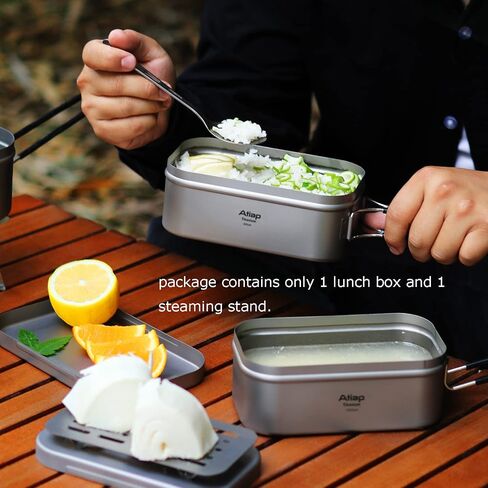 Titanium Bento Lunch Box Set Mess Kit with Lid Handle Bag 1200ML 800ML Cooking Food Box Bento Box for Outdoor Camping Hiking Picnic Daily Use in Kuwait