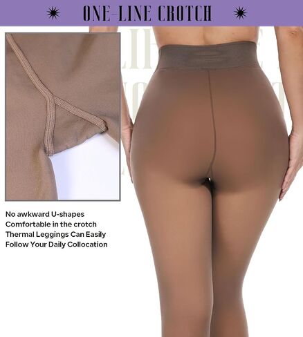 Fleece Lined Tights for Women - Translucent Thermal Sheer Warm Winter Tights with High Elasticity in Saudi Arabia