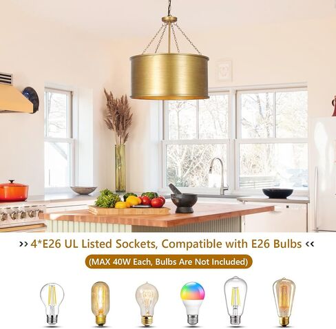 Black and Gold Chandeliers for Dining Room, 4-Light Farmhouse Dining Room Light Fixtures Over Table with Metal Shade, Height Adjustable Modern Hanging Pendant Light Fixtures for Bedroom Living Room in Saudi Arabia