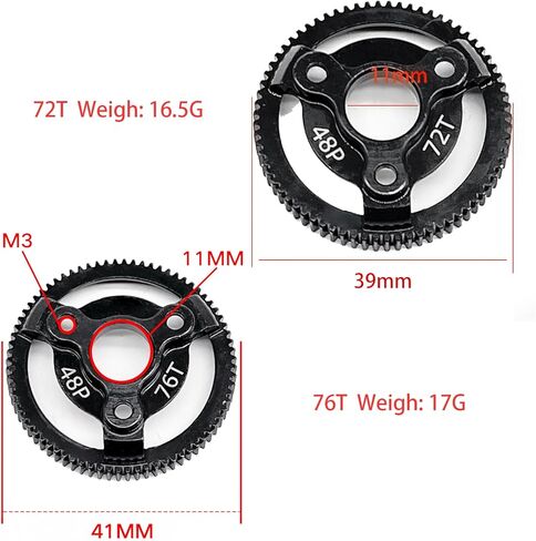 RC 48P 90T Spur Gear Hardened Steel Spur Gear Upgrades Part for Traxxas 1/10 Slash Stampede Rustler Bandit 2WD VXL XL-5 F-150 SVT, (90T) in Saudi Arabia