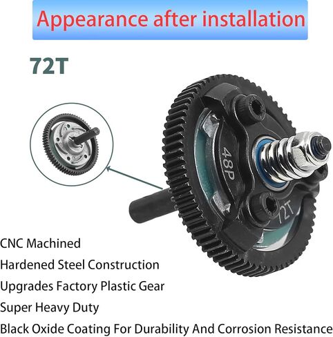 RC 48P 90T Spur Gear Hardened Steel Spur Gear Upgrades Part for Traxxas 1/10 Slash Stampede Rustler Bandit 2WD VXL XL-5 F-150 SVT, (90T) in Saudi Arabia
