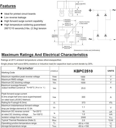 KBPC3510 Bridge Rectifier Diode 35A 1000V KBPC 3510 Electronic Silicon Mini Rectofier Diodes Ac to Dc 35 Amp 1000 Volt 4-Pin(Pack of 5Pcs) in Saudi Arabia