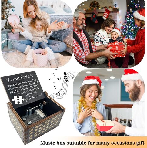I Love You Wooden Music Box with Handle The Day I Met You I Found My Missing Piece Vintage Music Boxes Romantic Gifts for Wife Husband U R My Sunshine Music Box Couples Gifts for Her Him - DH391 in Saudi Arabia