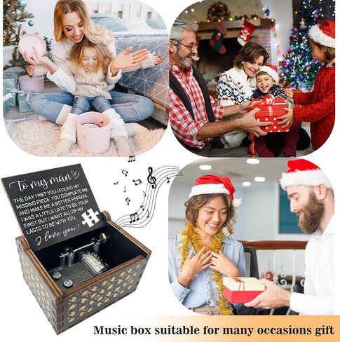 I Love You Wooden Music Box with Handle The Day I Met You I Found My Missing Piece Vintage Music Boxes Romantic Gifts for Wife Husband U R My Sunshine Music Box Couples Gifts for Her Him - DH391 in Saudi Arabia
