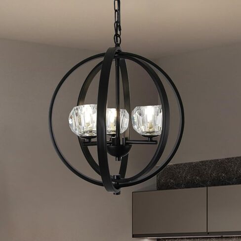 4-Lights Farmhouses Crystal Chandelier - Black Premium Kitchen Ceiling lights Over Table, Modern Crystal Dinning Room Light Fixture, Hanging Chandelier for Living Room, Bedroom, Entryway, Foyer in Saudi Arabia