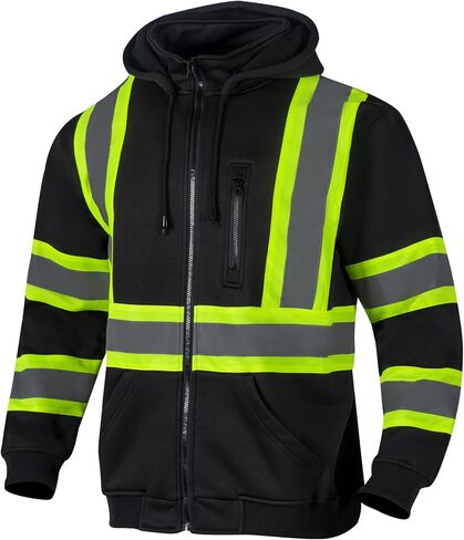 VENDACE High Visibility ANSI Class 1 Reflective Safety Fleece Sweatshirt Hoodie for Men with Detachable Hood(Royal blue,S) in Kuwait