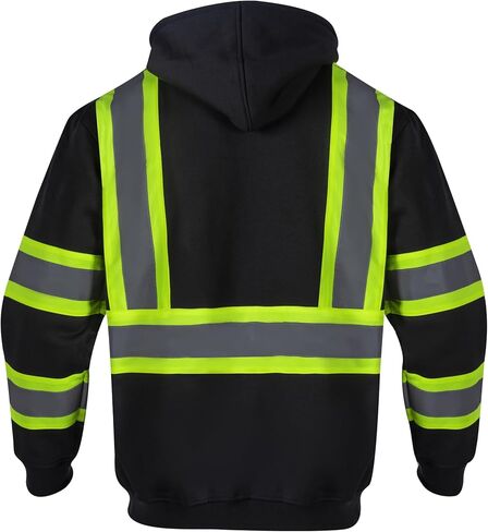 VENDACE High Visibility ANSI Class 1 Reflective Safety Fleece Sweatshirt Hoodie for Men with Detachable Hood(Royal blue,S) in Kuwait