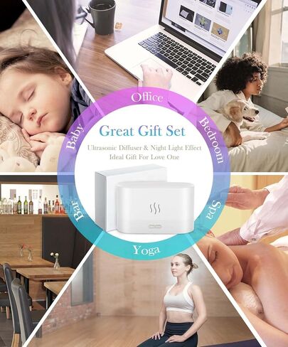 Essential Oil Diffusers, New Air Diffuser with Flame Lights Mist, 230ml Air Humidifier, Diffusers for Bedroom, Home, Office, Ultra Silent & Auto Off Function(Black) in Saudi Arabia