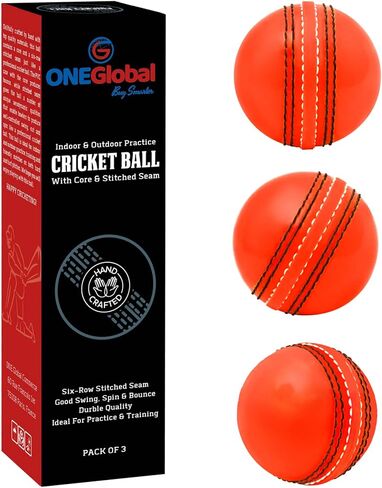 Soft Rubber Cricket Ball for Practice | Outdoor & Indoor Cricket Ball with Soft Core & Stitched Seam | Realistic Feel, True Bounce & Swing for Practice, Coaching, Honing Skills & Family Fun in Saudi Arabia