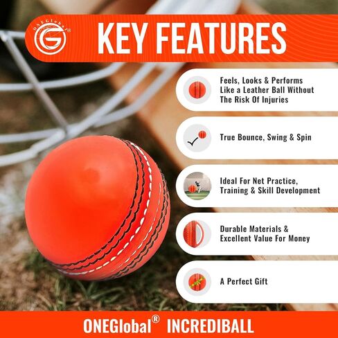 Soft Rubber Cricket Ball for Practice | Outdoor & Indoor Cricket Ball with Soft Core & Stitched Seam | Realistic Feel, True Bounce & Swing for Practice, Coaching, Honing Skills & Family Fun in Saudi Arabia