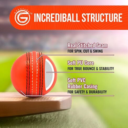 Soft Rubber Cricket Ball for Practice | Outdoor & Indoor Cricket Ball with Soft Core & Stitched Seam | Realistic Feel, True Bounce & Swing for Practice, Coaching, Honing Skills & Family Fun in Saudi Arabia