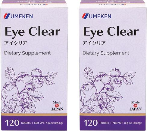 Umeken Eye Clear Dietary Supplement - Supports Eye Health, Blueberry Extract with Lutein (Marigold), Vitamins A, C, and E, 120 Tablets in Saudi Arabia