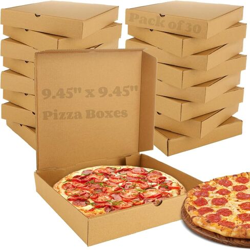 RHBLME 30 Pack Kraft Pizza Boxes Bulk, 7.3" x 7.3" x 1.6" Small Pizza Boxes Corrugated Cardboard Boxes, Reusable Pizza Box Oven Takeaway Packaging Boxes Keeps Pizza Cake Cookies Fresh in Saudi Arabia