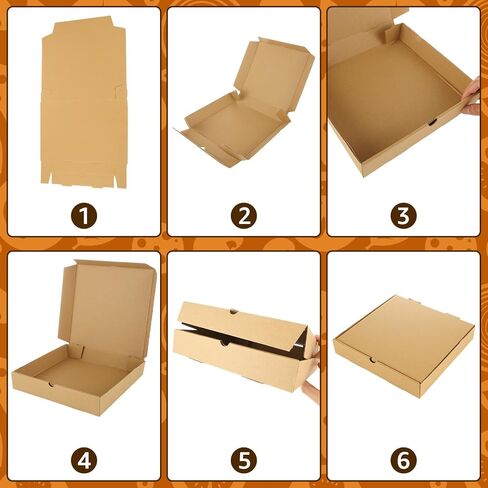 RHBLME 30 Pack Kraft Pizza Boxes Bulk, 7.3" x 7.3" x 1.6" Small Pizza Boxes Corrugated Cardboard Boxes, Reusable Pizza Box Oven Takeaway Packaging Boxes Keeps Pizza Cake Cookies Fresh in Saudi Arabia