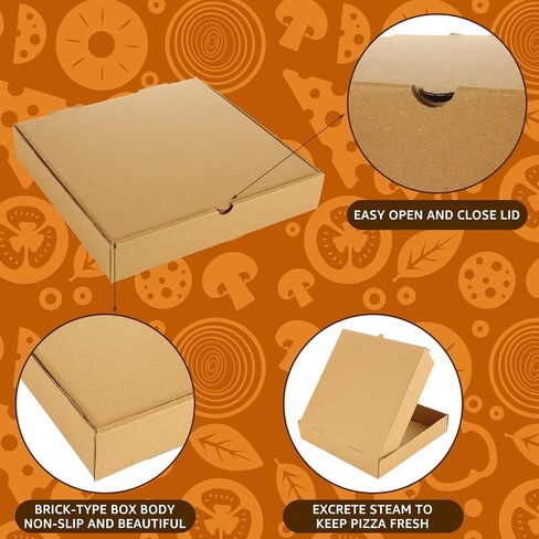 RHBLME 30 Pack Kraft Pizza Boxes Bulk, 7.3" x 7.3" x 1.6" Small Pizza Boxes Corrugated Cardboard Boxes, Reusable Pizza Box Oven Takeaway Packaging Boxes Keeps Pizza Cake Cookies Fresh in Saudi Arabia