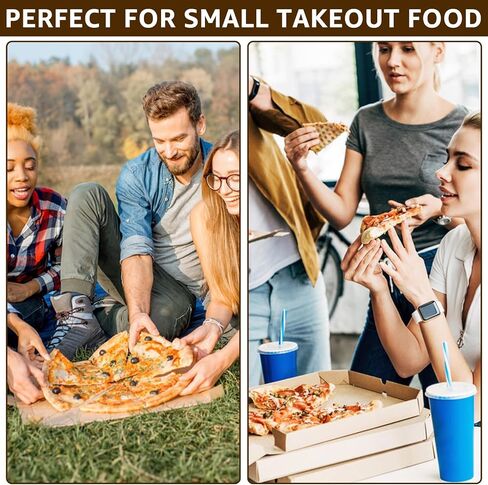 RHBLME 30 Pack Kraft Pizza Boxes Bulk, 7.3" x 7.3" x 1.6" Small Pizza Boxes Corrugated Cardboard Boxes, Reusable Pizza Box Oven Takeaway Packaging Boxes Keeps Pizza Cake Cookies Fresh in Saudi Arabia