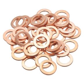 uxcell Copper Sealing Ring Gasket 6mm ID 10mm OD Flat Fitting Washers for Sump Plugs Water Fuel Hydraulic Fittings Pack of 60,1mm Thickness