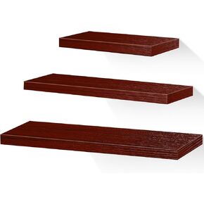 Wenqik Wood Floating Shelves 3 Sizes Wood Shelves for Wall Decor Wooden Wall Mounted Shelves Hanging Shelf for Storage Display Nursery Living Room Bathroom Kitchen Office (Black,5 Pcs)