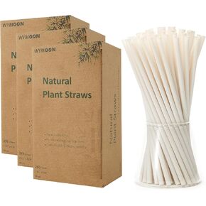 Biodegradable Straws made of Natural Plant | 200 PCS 7.8'' Compostable Eco-Friendly Drinking Straws Disposable | Durable for Hot & Cold Drinks in Saudi Arabia