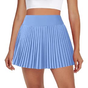 Womens Pleated Tennis Skirts with Pocket Shorts High Waisted Skorts Lightweight Golf Skirt Flowy Athletic Skort White