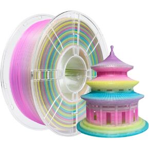iBOSS Candy Rainbow Filament PLA Plus 1.75mm for 3D Printer +/- 0.02mm, 1kg (2.2LBS)/Spool, PLA+ Filament 1.75mm Rainbow PLA PRO, Color Change Filament Rainbow PLA+, 3D Printing Filament 3D Filament
