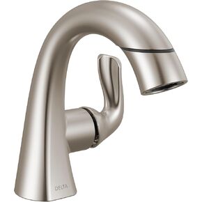 Delta Faucet Arvo Pull-Down Single Hole Bathroom Faucet, Gold Bathroom Sink Faucet, Bathroom Faucet with Pull Out Sprayer, Single Handle Bathroom Faucet, Champagne Bronze 115840LF-CZPD