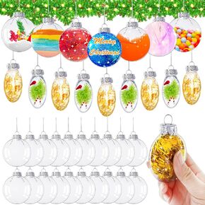 24 Pcs White Christmas Glitter Ball Ornaments Set,Glitter Sparkly Snowballs,Plastic Xmas Hanging Ornaments Decorations for Christams Tree,Wedding Party Supplies,60mm/2.36inch