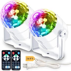 Disco Ball DJ Lights, Apeocose [2-Pack] Party Lights Sound Activated RGB Rotating Stage Strobe Lamp with Wireless Remote for Graduation Bachelorette Kids Birthday Wedding Zumba Summer Decorations Bar