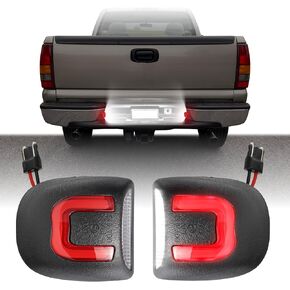 USR 99-06 Silverado Clear Tail Lamps – w/LED BULB UPGRADE (Left + Right) Pair - Compatible with 1999-2006 Chevrolet Silverado/GMC Sierra Pickup Truck All Models (CLEAR TAIL LIGHTS w/ x6 LED BULBS)