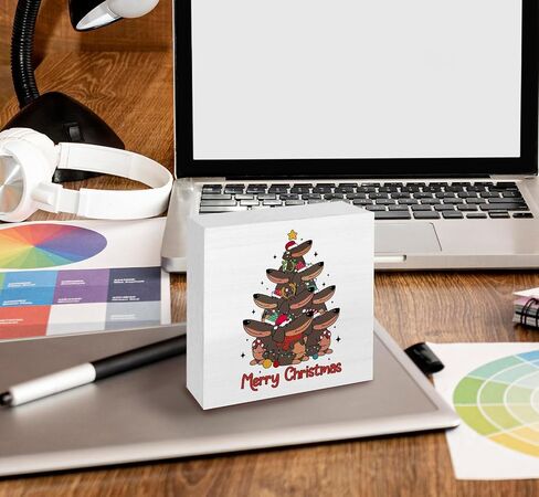 Corgi Christmas Wooden Box Sign, Corgi Christmas Decorations, Corgi Decor, Dog Christmas Decorations, Merry Christmas Wood Signs for Home Office Desk Shelf Table Decor, 5x5 Inch in Saudi Arabia