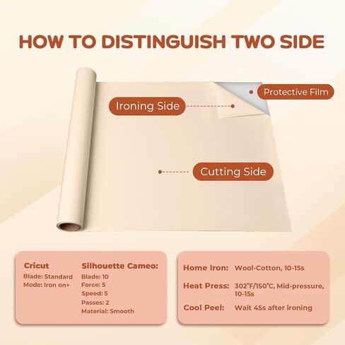 GOVAS Brown Heat Transfer Vinyl - 12" x 6ft Brown Iron on Vinyl Roll for Shirts, HTV Nude Vinyl for Silhouette Cameo, Cricut, Easy to Cut & Weed in Saudi Arabia