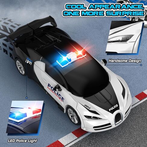 Transforming Remote Control Car, One-Click Becoming Robot Remote Control Car for Boys, Demo Mode, 360° Rotation, Easy to Use, 2.4GHZ, with LED Lights, RC Cars for Christmas Day, Kids 8+ in Saudi Arabia
