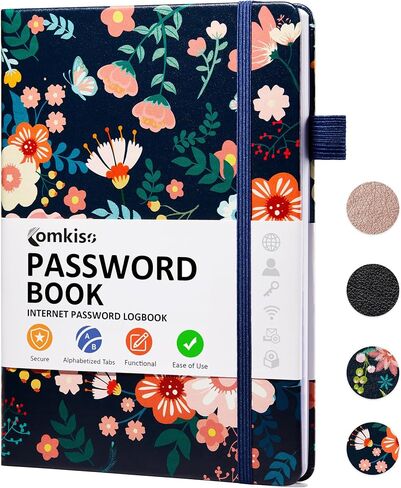 كتاب كلمة المرور مع علامات تبويب أبجدية فردية مغلفة، كتاب حفظ كلمات المرور مطبوع كبير لكبار السن، دفتر سجل كلمة مرور الإنترنت بغلاف مقوى A5 لتسجيل تفاصيل تسجيل الدخول إلى موقع الويب - ذهبي وردي in Saudi Arabia