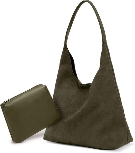 Suede Tote Shoulder Bags for Women, Suede Purse for Fall, Slouchy Hobo Handbag for Work Travel in Saudi Arabia