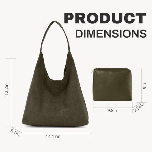 Suede Tote Shoulder Bags for Women, Suede Purse for Fall, Slouchy Hobo Handbag for Work Travel in Saudi Arabia