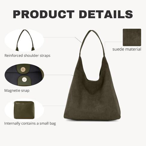 Suede Tote Shoulder Bags for Women, Suede Purse for Fall, Slouchy Hobo Handbag for Work Travel in Saudi Arabia