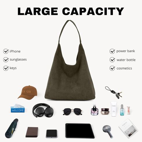 Suede Tote Shoulder Bags for Women, Suede Purse for Fall, Slouchy Hobo Handbag for Work Travel in Saudi Arabia
