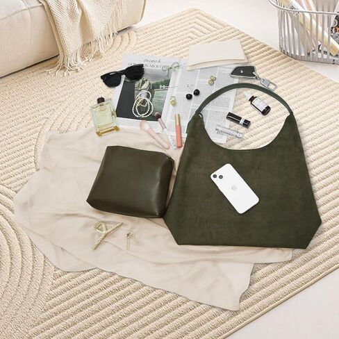 Suede Tote Shoulder Bags for Women, Suede Purse for Fall, Slouchy Hobo Handbag for Work Travel in Saudi Arabia
