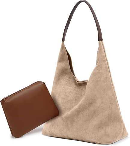 Suede Tote Shoulder Bags for Women, Suede Purse for Fall, Slouchy Hobo Handbag for Work Travel in Saudi Arabia