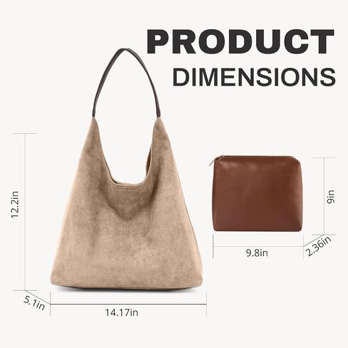 Suede Tote Shoulder Bags for Women, Suede Purse for Fall, Slouchy Hobo Handbag for Work Travel in Saudi Arabia