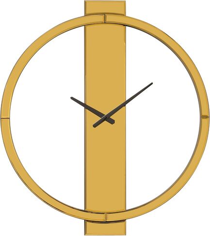SHYFOY Large Round Wall Clock, 23" Mirror Glass Finish, Black Painted Wooden Edges, Beveled Mirrored Front, Battery Operated, Easy Installation in Saudi Arabia