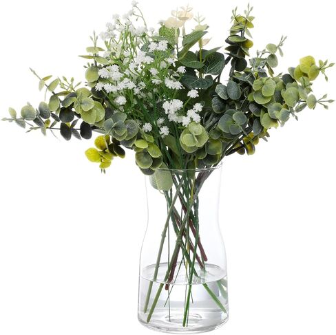 Fake Flowers with Vase, Artificial Silk Roses in Vase, Faux Plants in Glass Vase for Coffee Table Decor, Living Room Bathroom Plant Decor, Centerpiece Table Decorations in Saudi Arabia