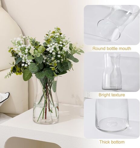 Fake Flowers with Vase, Artificial Silk Roses in Vase, Faux Plants in Glass Vase for Coffee Table Decor, Living Room Bathroom Plant Decor, Centerpiece Table Decorations in Saudi Arabia