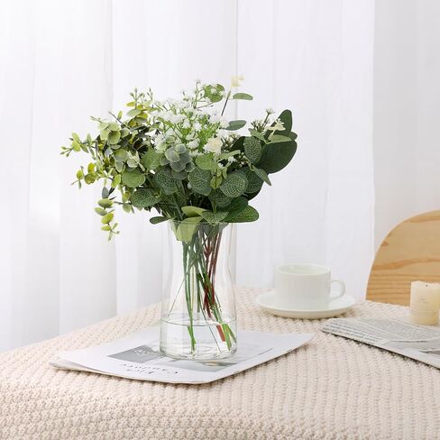 Fake Flowers with Vase, Artificial Silk Roses in Vase, Faux Plants in Glass Vase for Coffee Table Decor, Living Room Bathroom Plant Decor, Centerpiece Table Decorations in Saudi Arabia