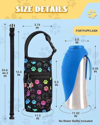 Water Bottle Carrier Bag for PupFlask 27oz - Travel Bottle Sling with Phone Pocket Strap, Portable Purse Pet Water Bottle Holder Cover for Easy Walking Hiking(No Water Bottle Included) in Kuwait