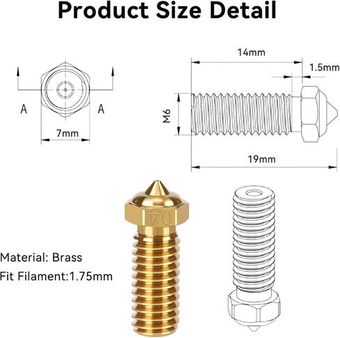 3D Printer Brass Nozzles Kit for Ender 3 V3 SE, 3D Printer 10PCS High Speed 0.4mm Nozzles Kit for Creality 3D Printer Ender 3 V3 SE, Ender 5 S1, Ender 7, Spider 1.0 Hotend in Saudi Arabia